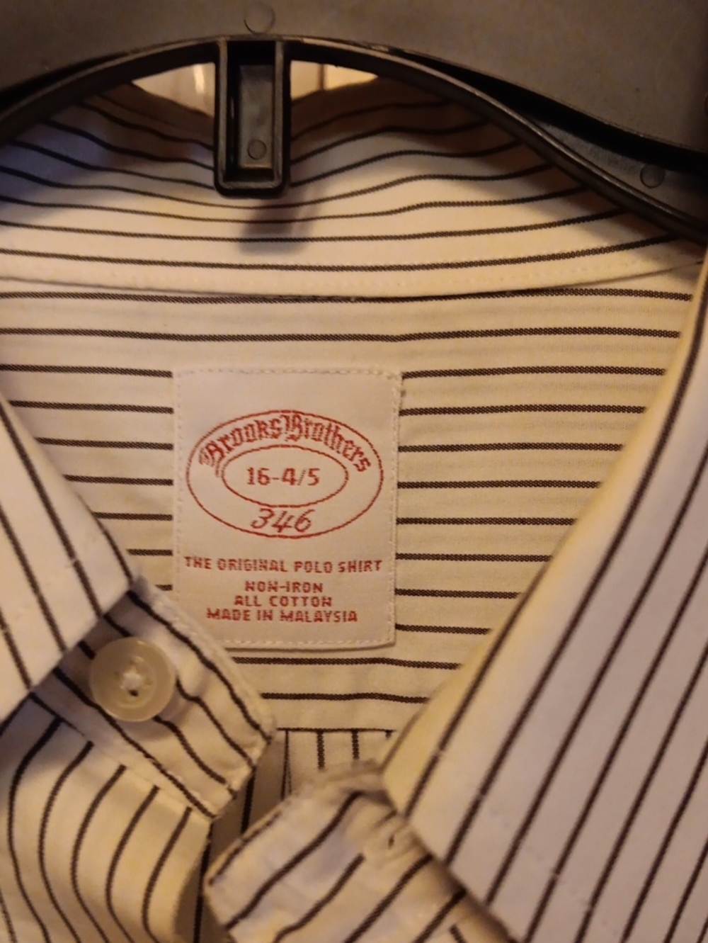 Brooks Brothers White Shirt with Black Stripes - Classic Button-Up